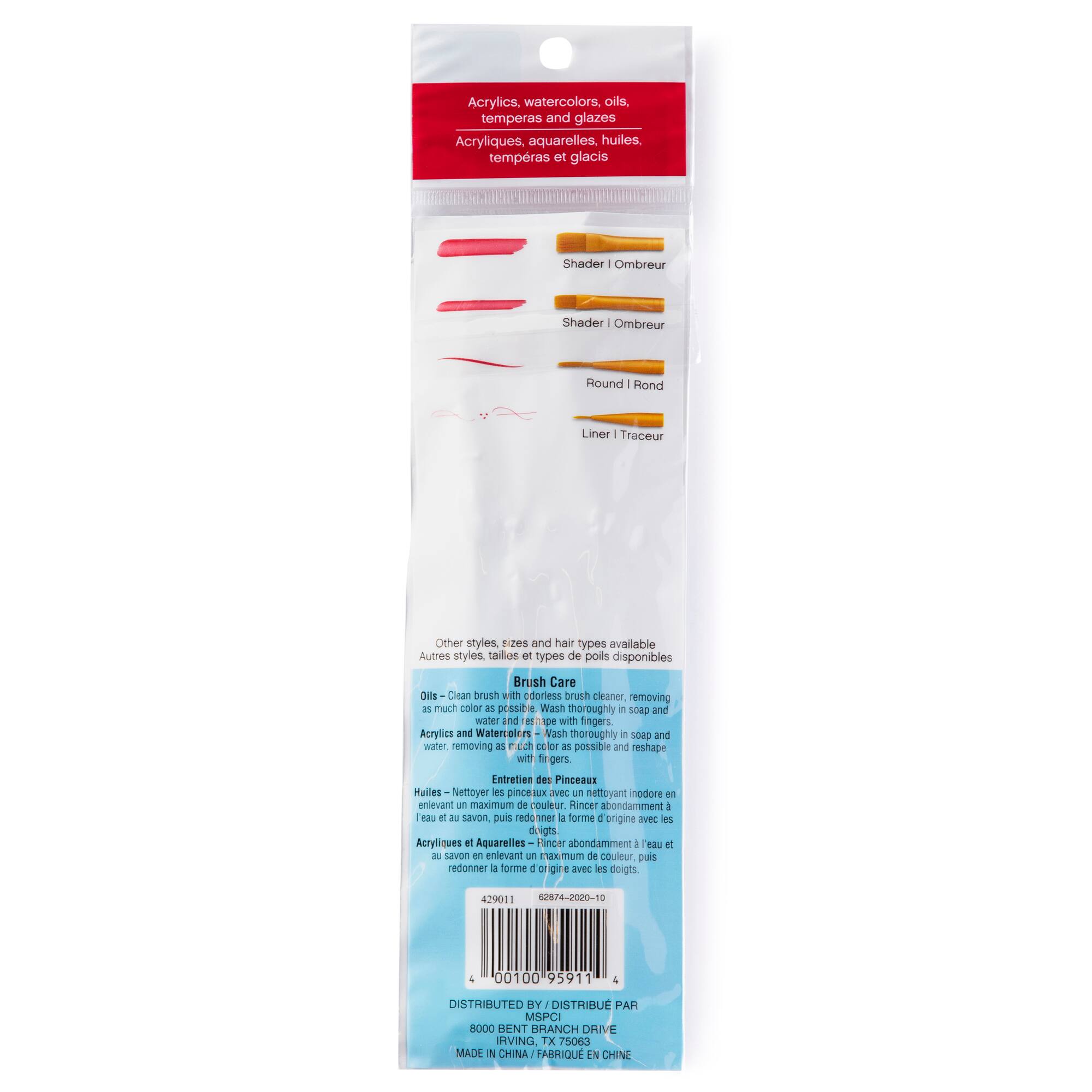 9 Packs: 4 ct. (36 total) Gold Taklon Brush Set by Craft Smart®